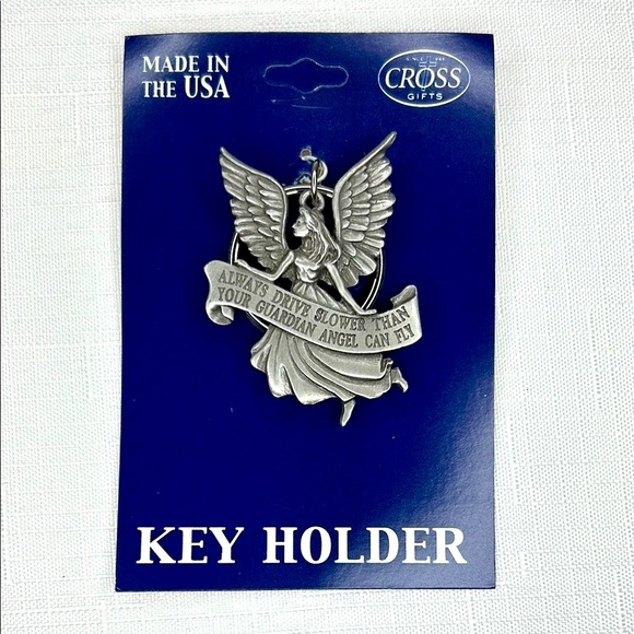 Accessories Pewter Guardian Angel Silver Auto Key Ring Holder Made In
